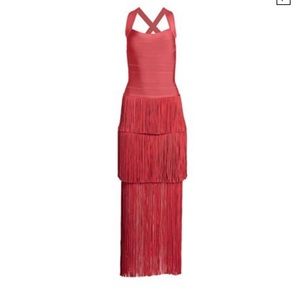 Hervé Léger, Tiered Fringed Gown, M, NWT